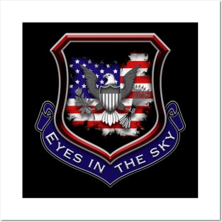 Eyes in the sky American flag eagle shield Posters and Art